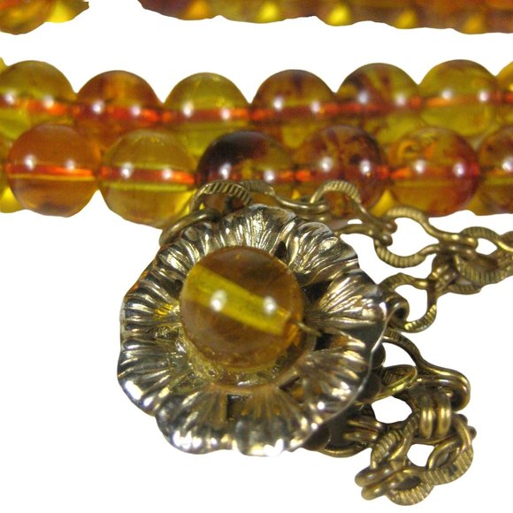 Orange Beaded Necklace 37 inch Vintage Strand Jewelry Box Clasp Upcycled - Picture 2 of 5